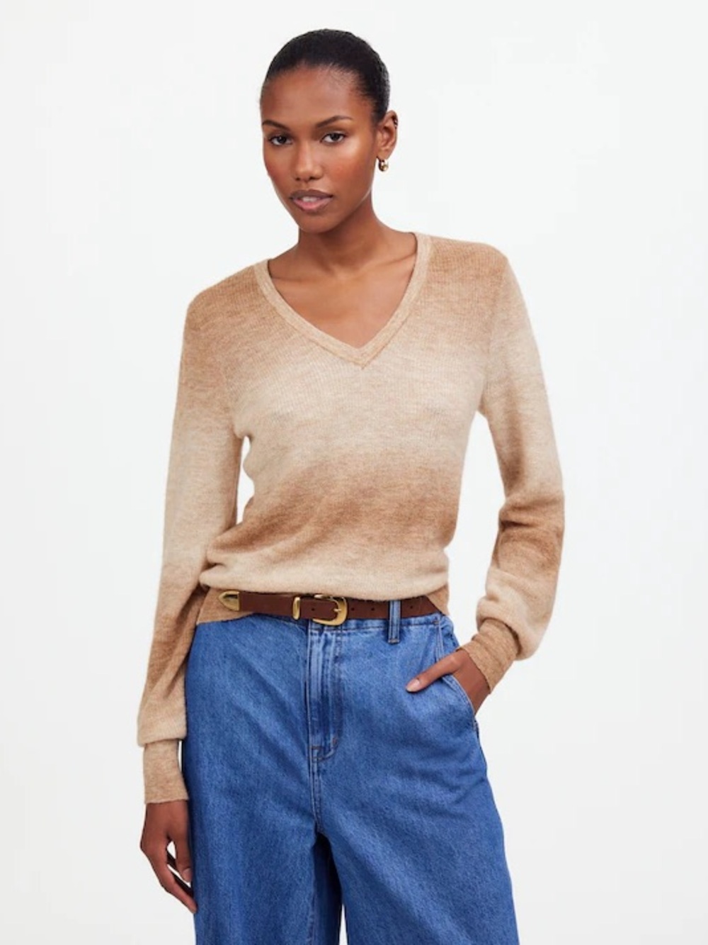 Madewell Beige Ombre V-Neck Sweater